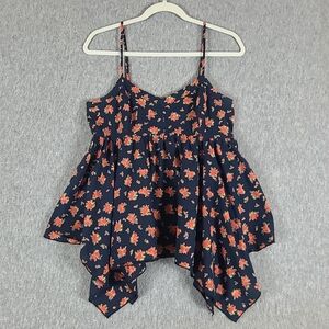Mudd Spaghetti Strap Floral Top Smocked Tiered Lg